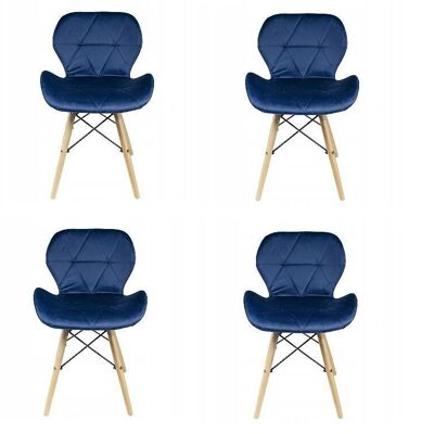 Dining room chairs set of 4 velvet navy blue Scandinavian design
