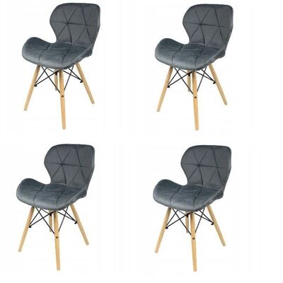 Chaise de salle à manger en velours - gris - lot de 4 chaises de table à manger