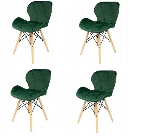 Eetkamer stoelen set van 4 velours groen Scandinavisch design