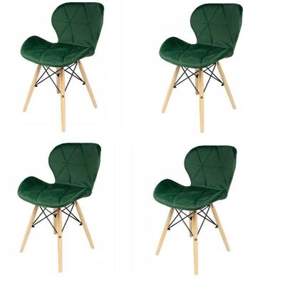 Lot de 4 chaises de salle à manger velours vert design scandinave