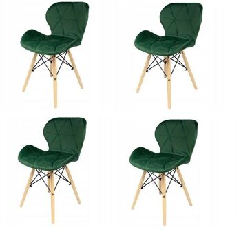 Lot de 4 chaises de salle à manger velours vert design scandinave