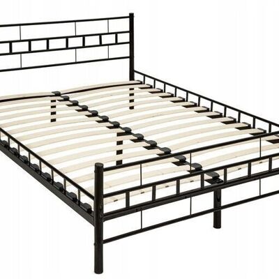 Metal bed frame with slatted base - 160x200 - black