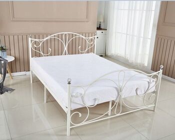 Cadre de lit en métal avec sommier à lattes - 140x200 - blanc