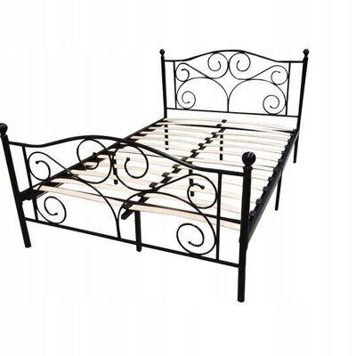 Cadre de lit en métal avec sommier à lattes - 140x200 - décoré