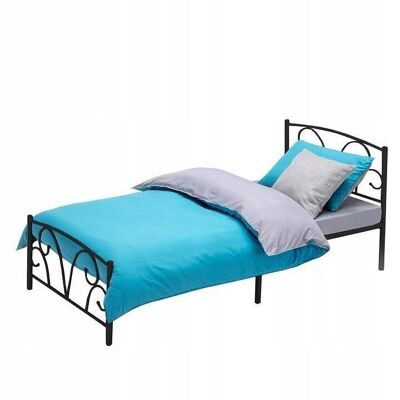Estructura de cama de metal con somier de láminas - 90x200 - decorada