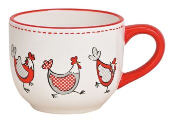 Mug décor de poulet en céramique blanche (L / H / P) 15x8x10cm 500ml