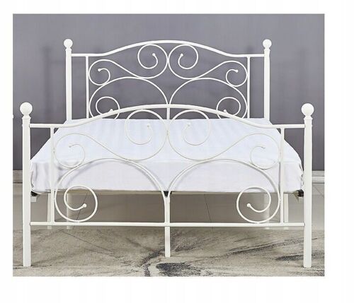 Metalen bedframe met lattenbodem- 120x200-versierd - wit