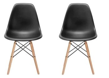Chaise design Milano - noir - ensemble 2 pièces - cuisine - salon