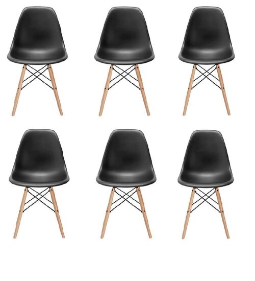 Milano design stoel - zwart - 6 delige set - keuken - huiskamer
