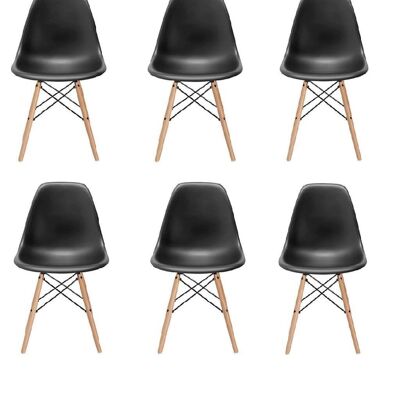 Milano design chair - black - 6 piece set - kitchen - living room