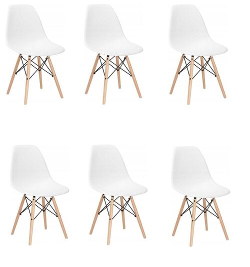 Milano design stoel - wit - 6 delige set - keuken - huiskamer