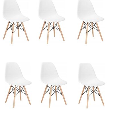 Milano design chair - white - 6 piece set - kitchen - living room