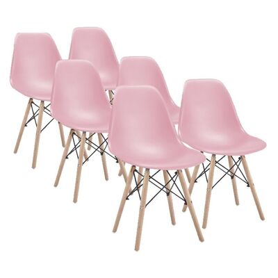 Sedie per sala da pranzo Milano - rosa - set da 6 pezzi - design scandinavo