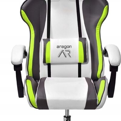 Silla gaming ergonómica silla oficina piel ECO blanco-gris-lima