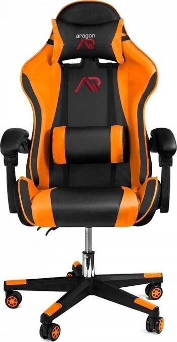 Chaise de bureau ergonomique en cuir ECO orange et noir, chaise de jeu