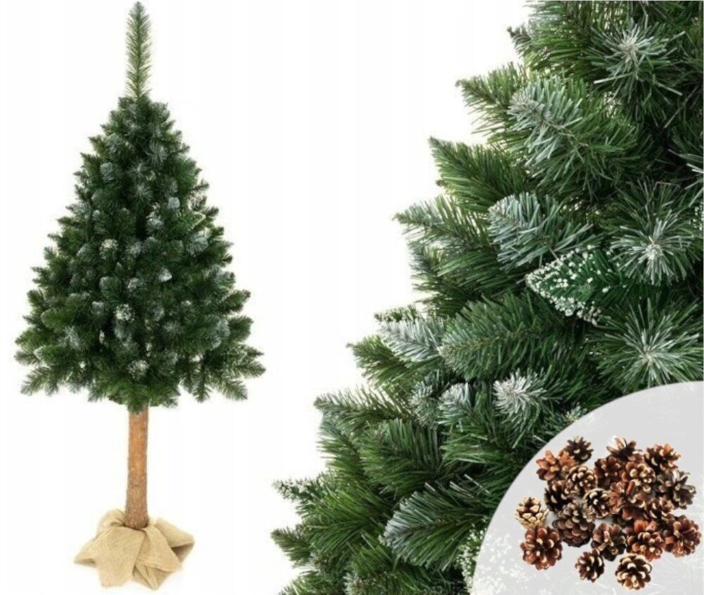 Sapin de Noël artificiel - 180 cm - sur tronc - avec neige et paillettes