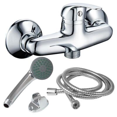 Shower tap - with shower head - chrome - wall mounted
