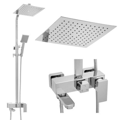 Shower set - Square - with bath tap - and rain shower 25cm - Chrome