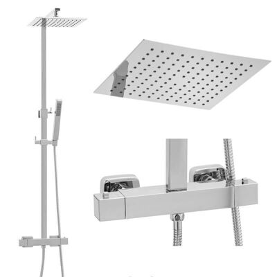 Shower set - Thermostatic tap - with Rain shower 25cm - Chrome