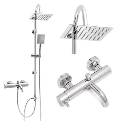 Set de douche - avec douche à effet pluie - robinet de bain - chrome