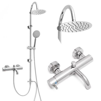 Shower set - Bath tap - with Rain shower 20 cm - Chrome