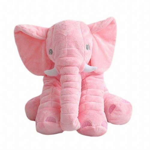 Grote knuffel olifant - pluche knuffel kussen - roze
