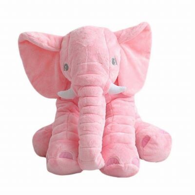 Large cuddly toy elephant - plush cuddly pillow - pink