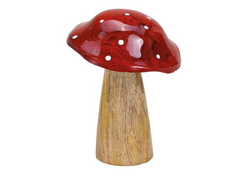 Pilz aus Mangoholz Rot, braun (B/H/T) 10x13x10cm