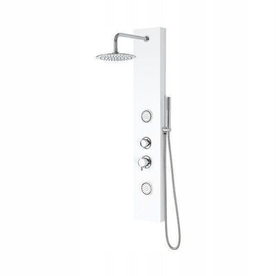 White shower panel - with rain shower - massage - hydro jets
