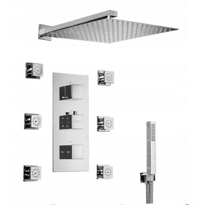 Shower panel installation set - with rain shower - massage - hydro jets