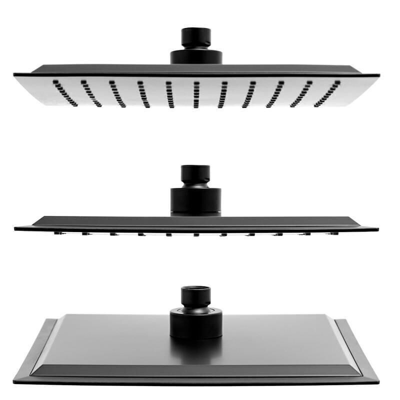 Rociador de ducha tipo lluvia - 25 x 25 cm - negro -