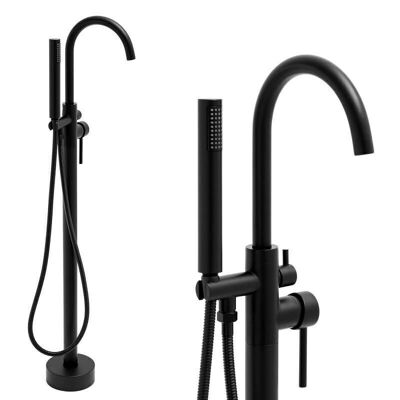Freestanding bath tap - with hand shower - 110 cm high - black
