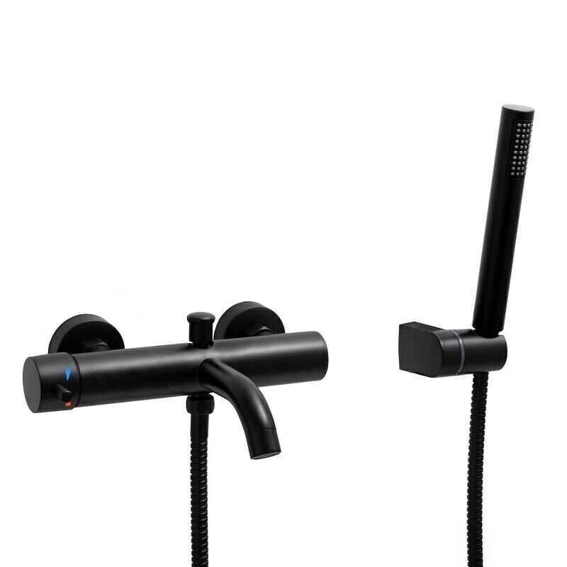 Grifo para bañera - con ducha de mano - negro mate - de pared