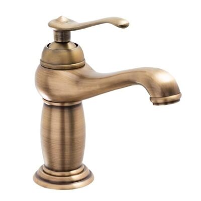Retro washbasin tap - 17.5x17 cm - gold - single lever
