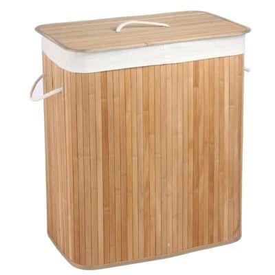 Laundry basket - 2 compartments - 100 L - 52.5x33.5x63 cm - bamboo