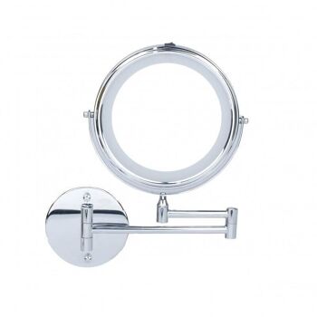 Miroir de maquillage - miroir de rasage - avec LED - 20 cm - chrome