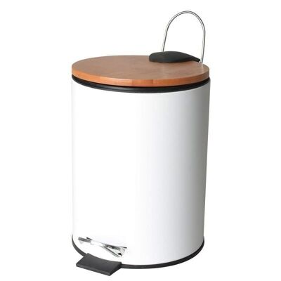 Pedal bin - bathroom waste bin - 3L - white bamboo