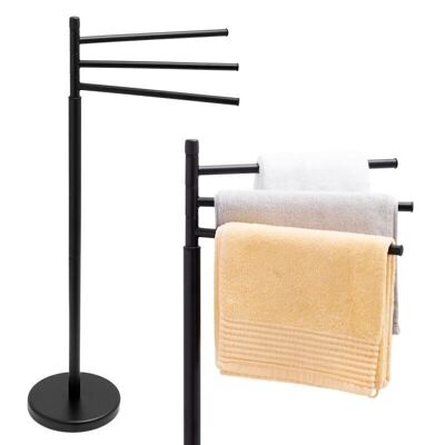 Porta asciugamani - freestanding - 30x20x83 cm - nero opaco