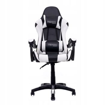 Chaise de jeu - Chaise de bureau - Cuir ECO - noir et blanc - 61x131 cm