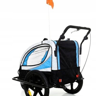 Bicycle trailer child - Stroller - 2-in-1 - blue-black - 2-seater