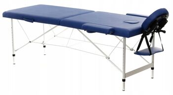 Table de massage - pliable - aluminium - 186 x 70 cm - bleue