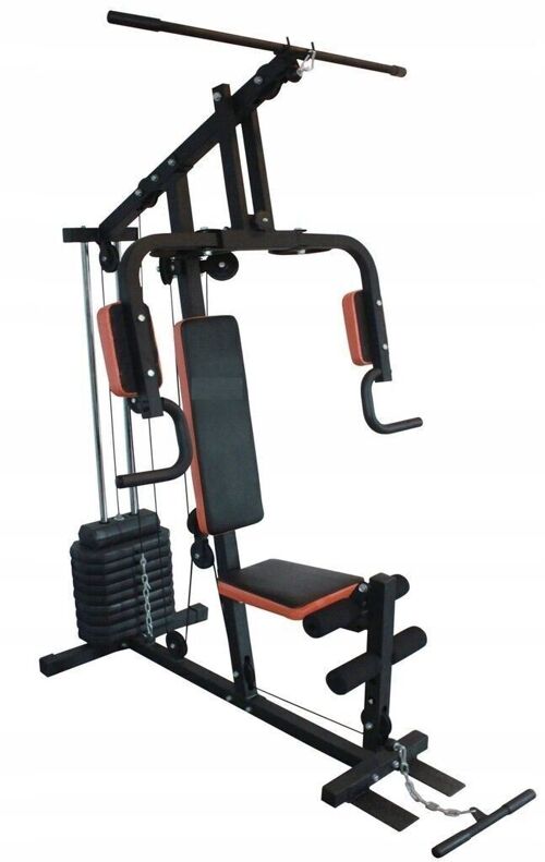Krachtstation - Home gym -  met 45 kg gewicht - zwart-oranje