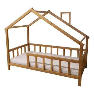 Hausbetthaus| Kinderbett| Erlenholz | mit Zaun | 160 x 80 cm