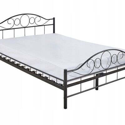 Estructura de cama de metal con somier de láminas - 90x200 cm - negro -