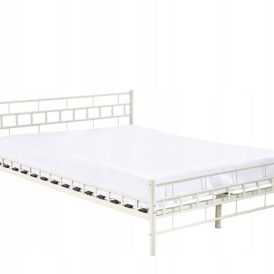 Metal bed frame with slatted base - 160x200 cm - white