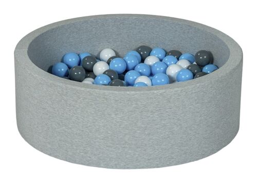 Ballenbak - 150 ballen - rond - 90x30 cm ballenbad - witte, babyblauw, grijze ballen