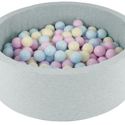 Ball pit - 200 balls - round - 90x30 cm ball pool - pink, blue, yellow (pastel) balls
