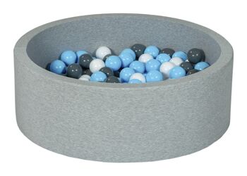 Piscine à balles - 200 balles - ronde - piscine à balles 90x30 cm - balles blanches, bleu ciel, grises