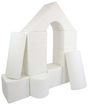 Gros blocs de mousse - 11 pièces - colorés - blanc