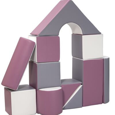 Foam blocks - play blocks - XXL - 11 pieces - white gray purple